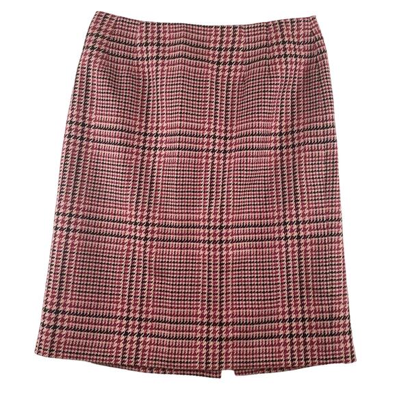 Vintage Talbots Red Houndstooth Wool Skirt 10 Preppy-Core Holiday Plaid Tartan - Picture 1 of 5